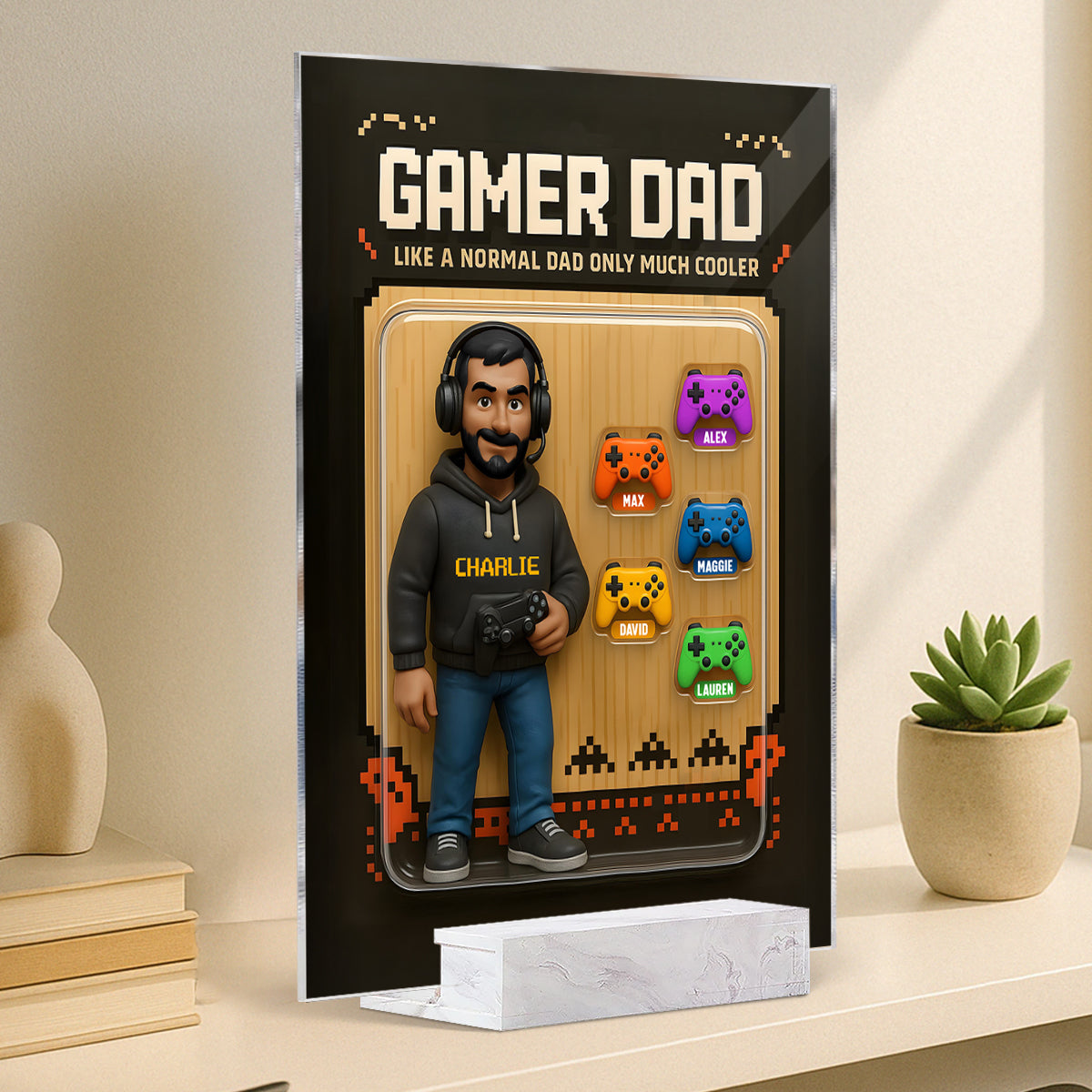 Gamer Dad Cooler Custom Action Figure Personalized Acrylic Plaque, Father's Day Gift for Gamer Dad, Gift for Husband