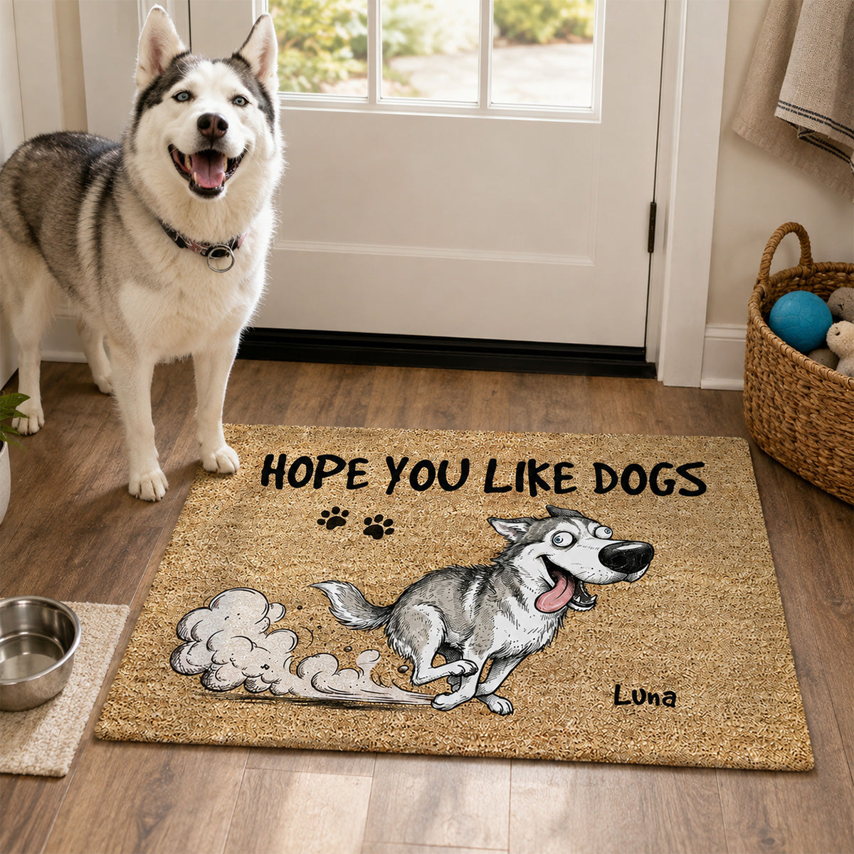 Hope You Like Dogs Funny Zoomies Portrait From Your Dog Photo - Personalized Doormat - Funny Home Decor For Dog Lover