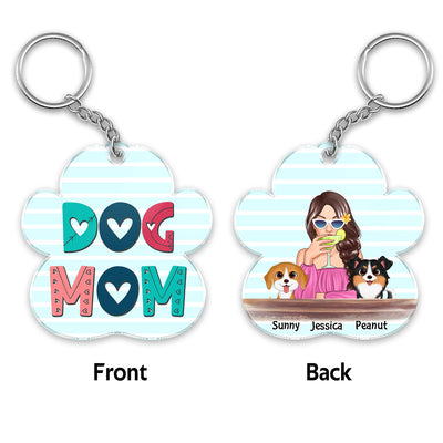Dog Mom Summer Watercolor Cute Dogs Personalized Acrylic Keychain