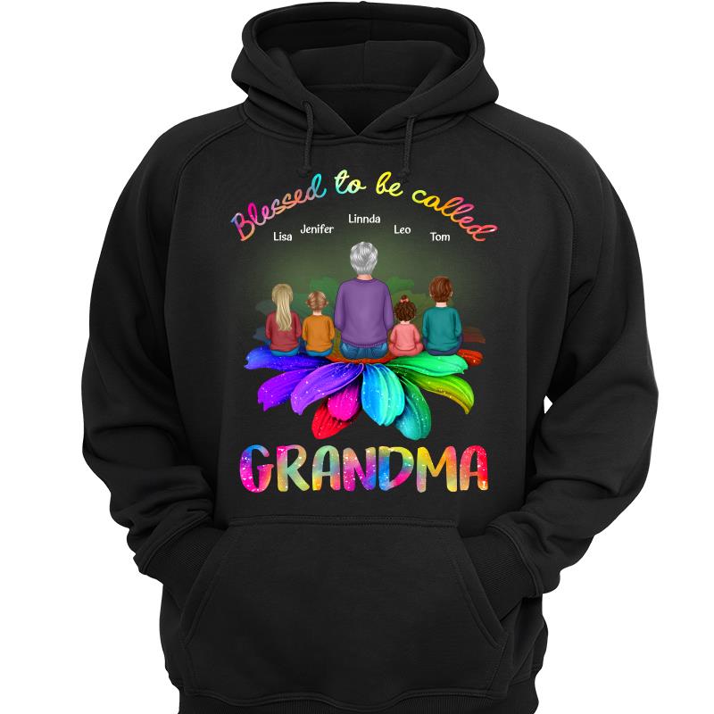 Blessed Grandma Sitting On Flower Personalized Shirt