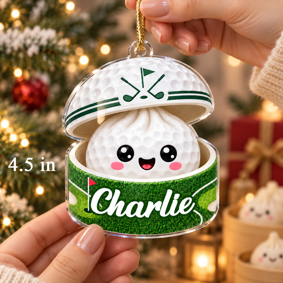 Custom Golf Dumpling Squishy Style - Personalized Acrylic Ornament - Christmas Gift for Son, Daughter, Grandkids