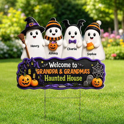 Halloween Grandpa Grandma's Boo Crew - Personalized Yard Sign - Halloween Decor For Grandparents