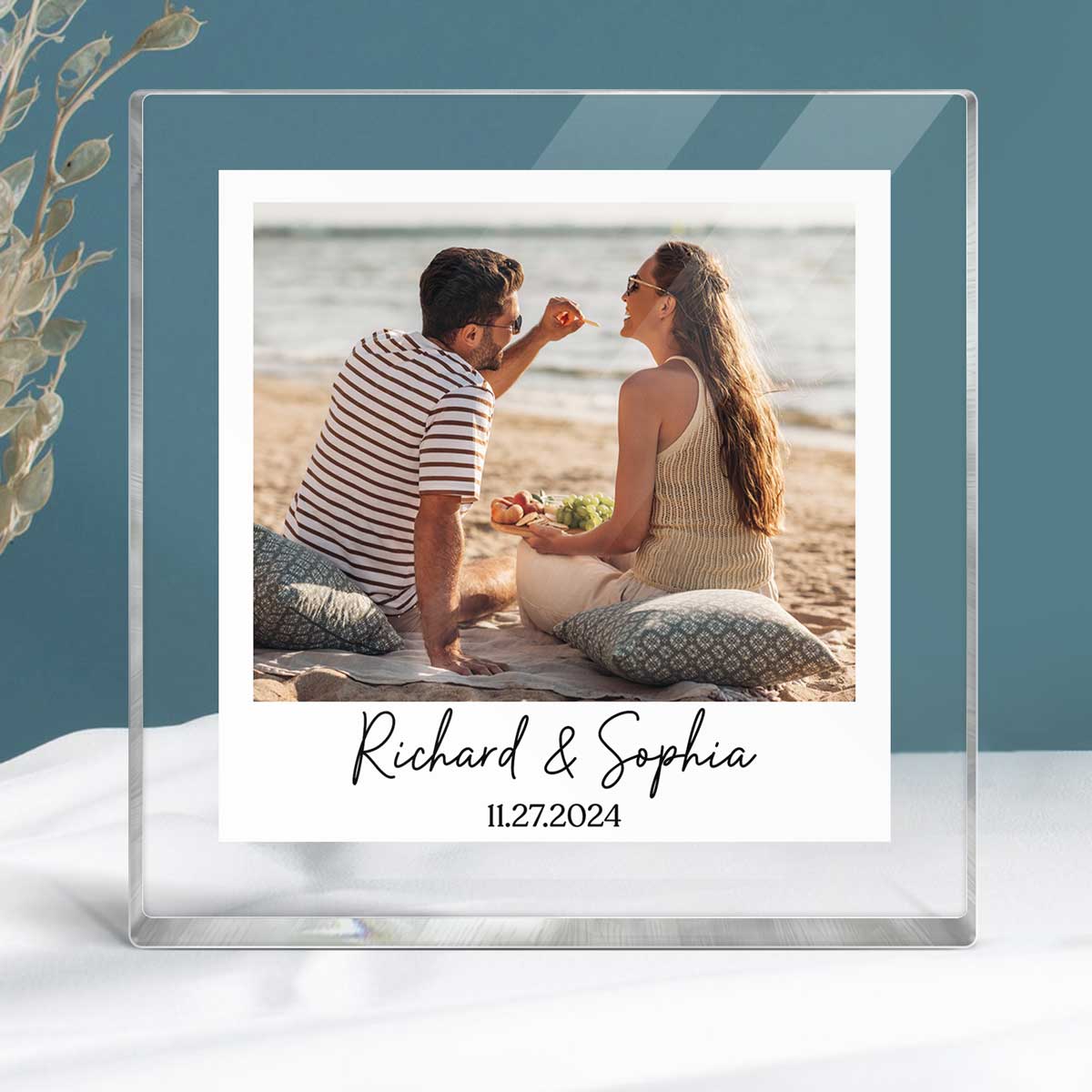 Couple Photo Frame Upload Personalized Acrylic Square Block Plaque, Heartfelt  Gift For Couple, For Him, For Her, Boyfriend, Girlfriend, Husband, Wife