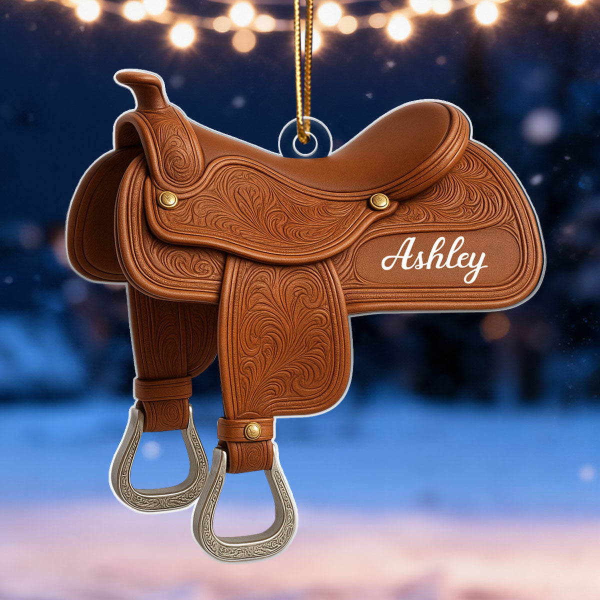Horse Saddle - Personalized Acrylic Ornament - Christmas Gift for Horse Lovers