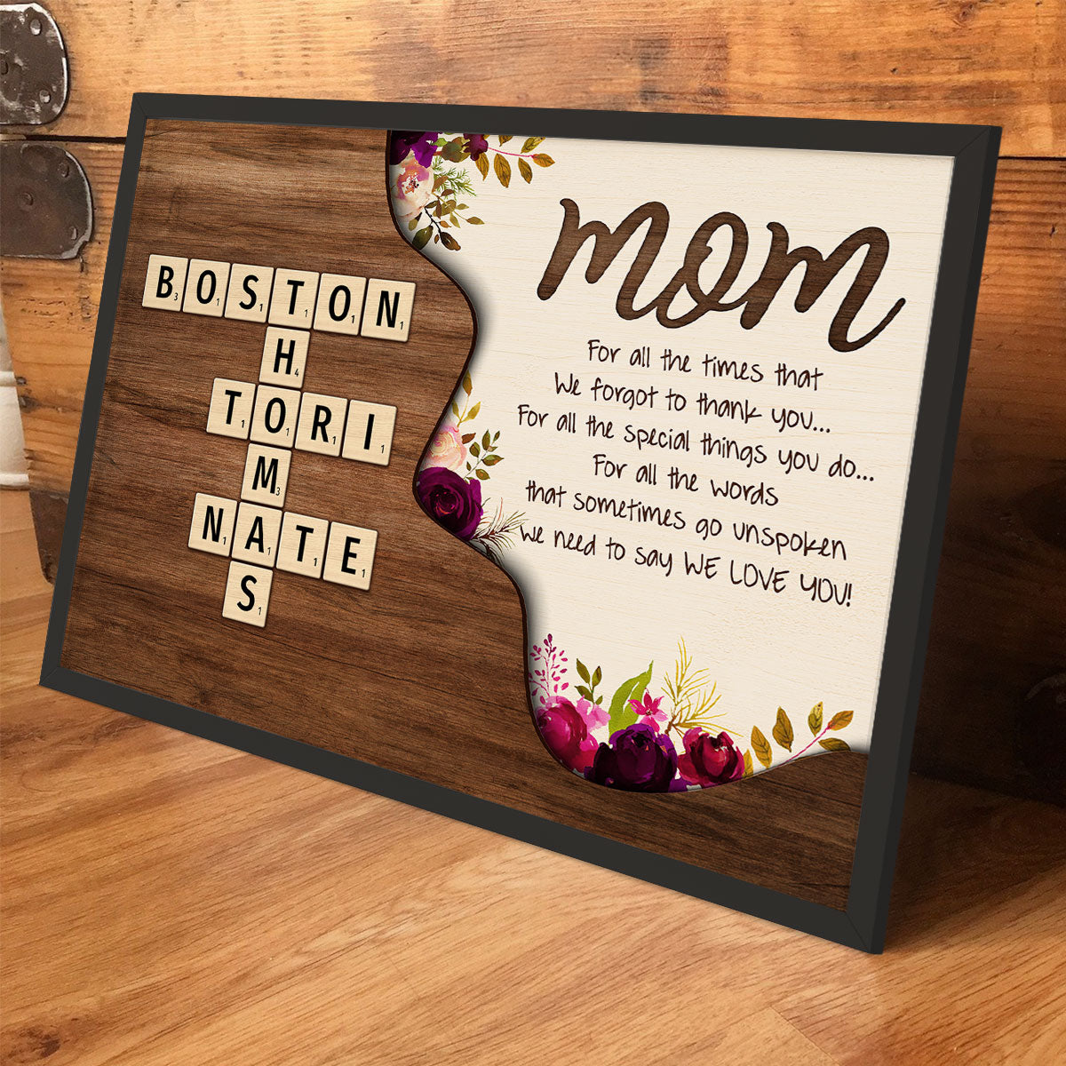 Mom For All The Time Not Thank You Crossword Puzzle Personalized Poster, Christmas Gift for Mom