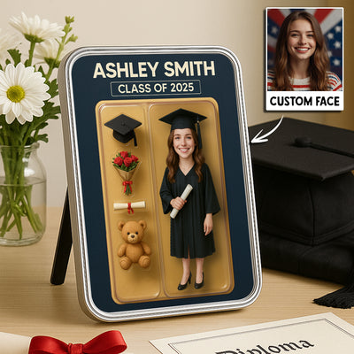 Graduation Custom Figure 3D Effect Personalized Mirrored Picture Frame, Graduation Gift
