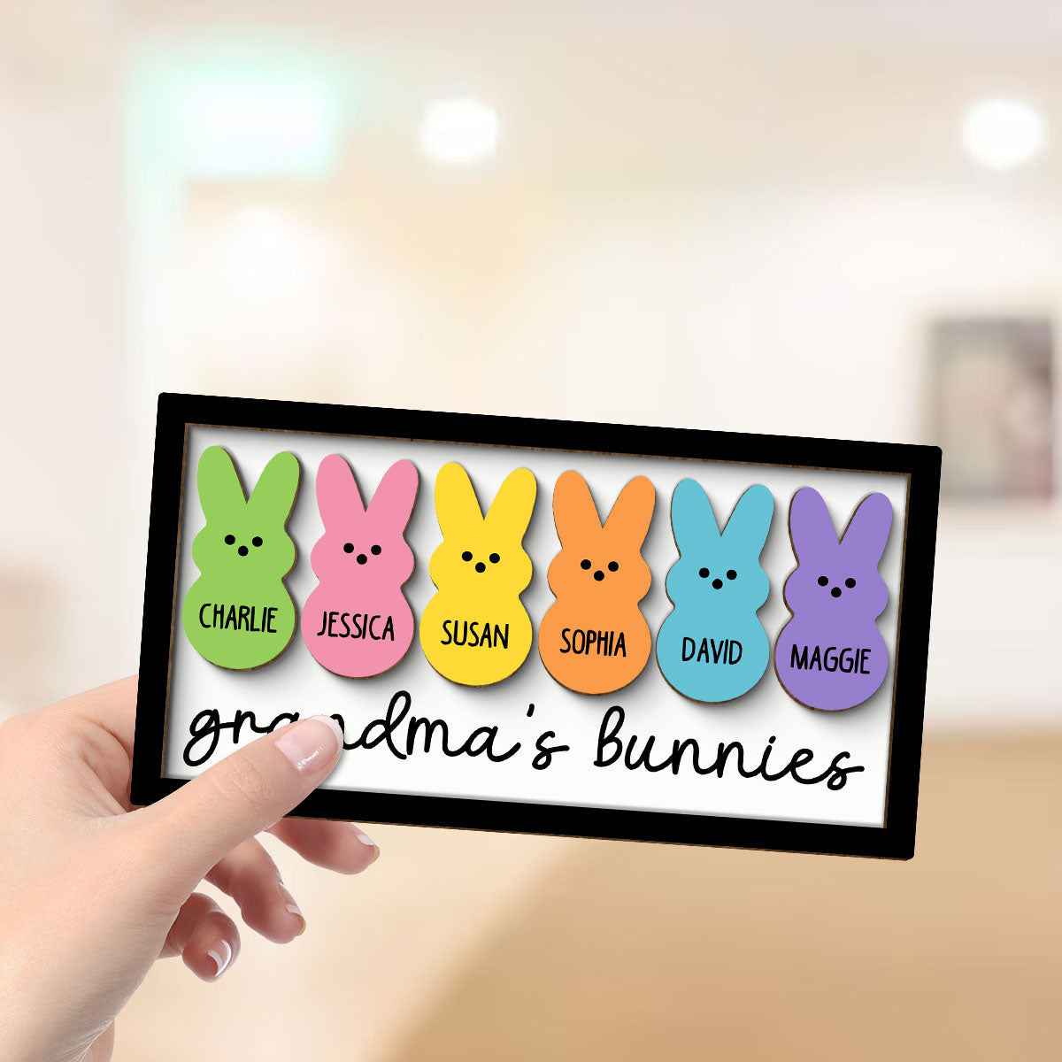 Grandma Mom Peeps Easter Gift Personalized 2-layer Wooden Plaque