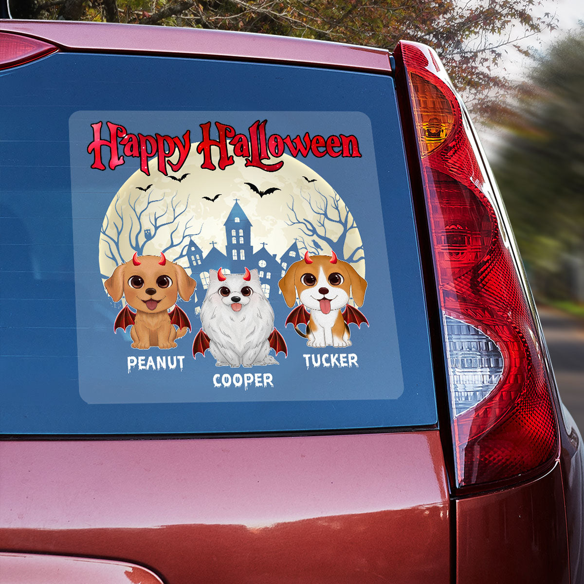 Happy Halloween Cute Dogs Personalized Decal, Halloween Decoration