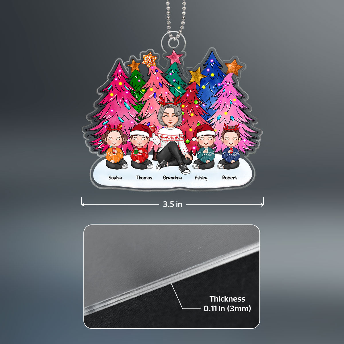 Colorful Tree With Lights Grandma Grandkids Personalized Acrylic Ornament