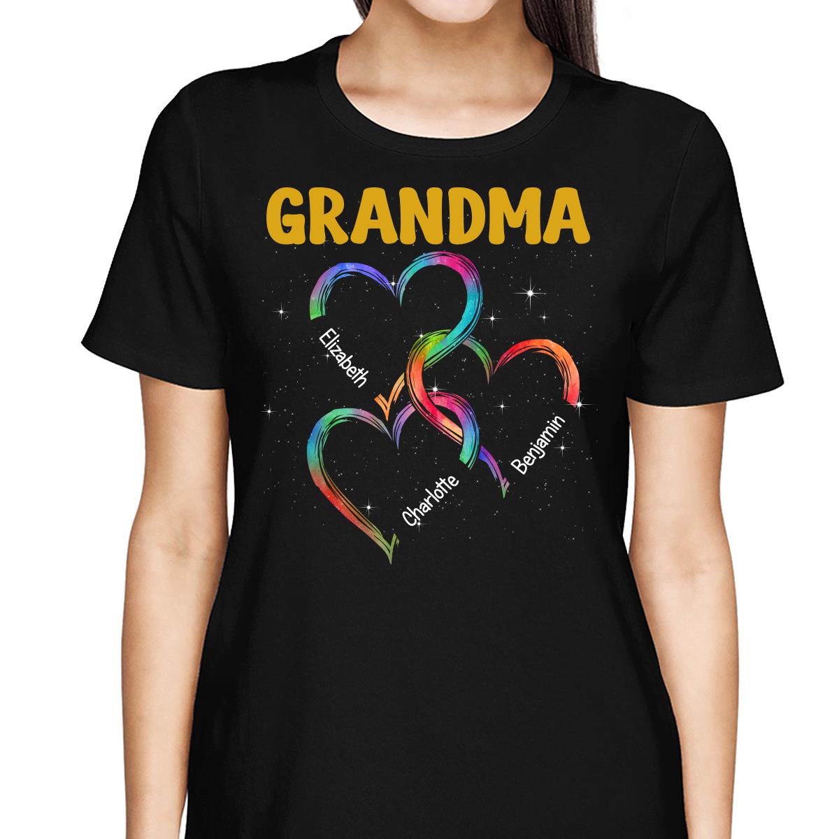 Grandma Mom Hearts Joined Together Personalized Shirt