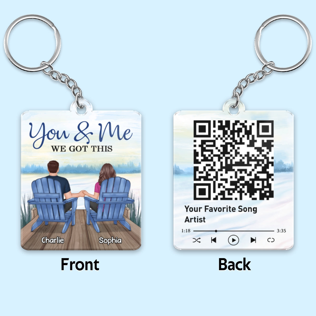 Couple Together Since Lake View Favorite Love Song Scannable QR Code Personalized Acrylic Keychain