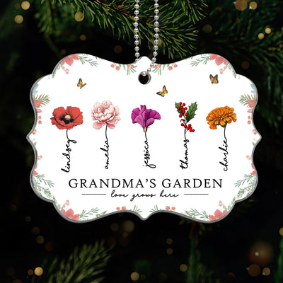 Grandma‘s Garden Beautiful Birth Month Flowers Christmas Gift For Grandma Mom Personalized Acrylic Ornament