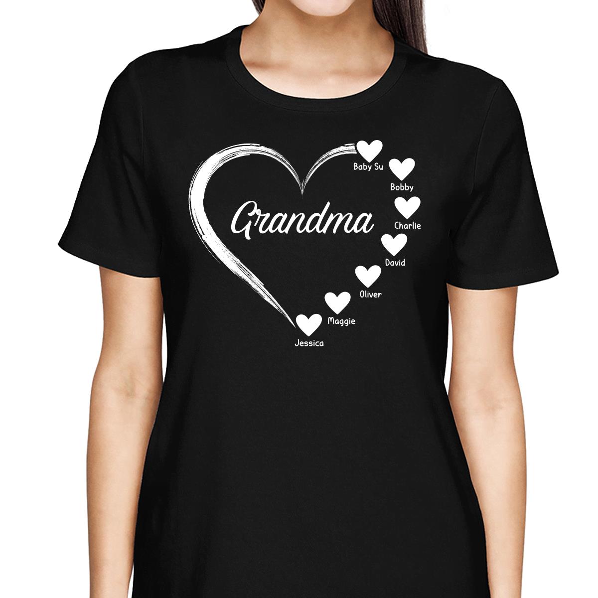 Simple Hearts Grandma Mom Personalized Shirt