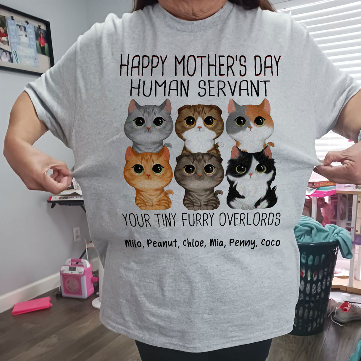 Watercolor Cute Cats Happy Mother‘s Day Cat Human Servant Personalized Shirt