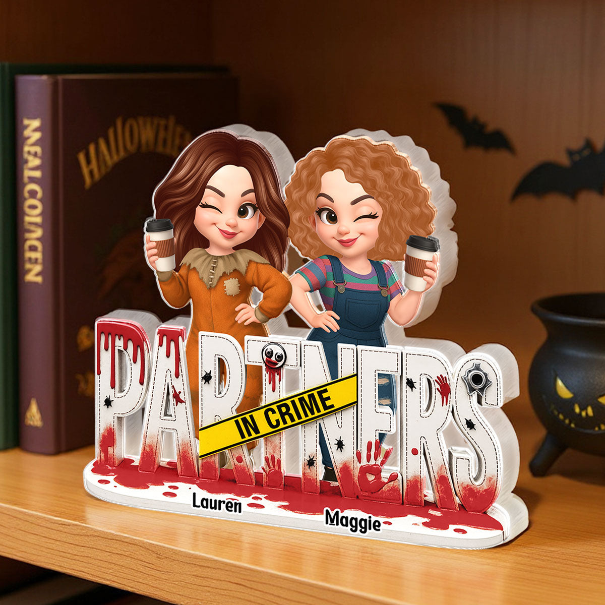 Partners In Crime Horror Halloween Besties Sisters Personalized Acrylic Block