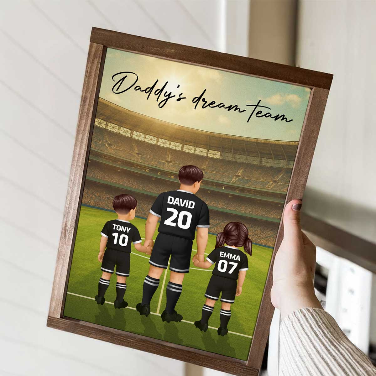 Daddy's Dream Team Soccer Dad Man & Kids Personalized Poster