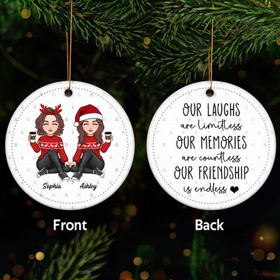 Cool Besties Our Laughs Are Limitless Personalized Double Sided Circle Ornament