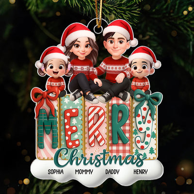 Merry Christmas Family - Personalized Acrylic Ornament - Christmas Gift For Family, for Wife, Husband