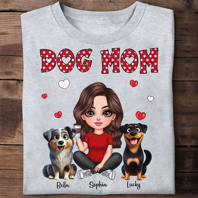 Polka Dot Cute 3D Dog Mom Personalized Shirt