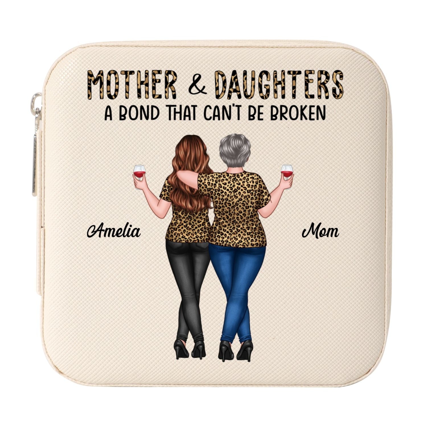 Leopard Mother Daughter Bond That Can't Be Broken Personalized Jewelry Box, Gift For Mom, Daughter