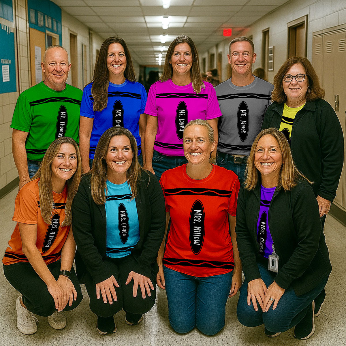 Crayon Theme Personalized Group Matching Shirt, Halloween Costume For Teachers