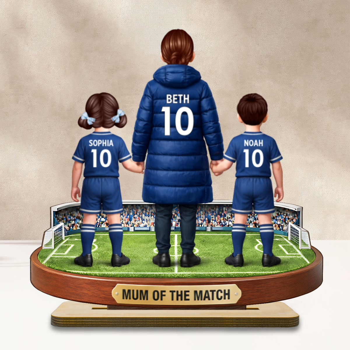 Mum Of The Match - Personalised 2-Layered Wooden Plaque – Gift For Football Mum