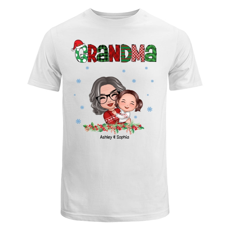 Christmas Pattern Doll Grandma Hugging Kid Personalized Shirt