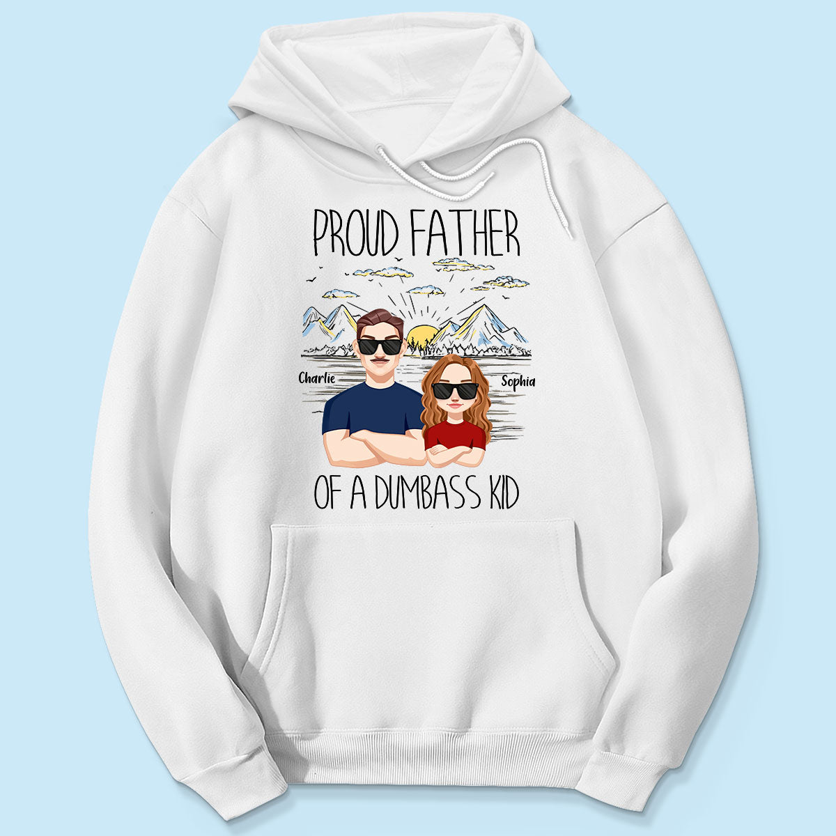 Proud Father Mountain Sketch Background Personalized Shirt