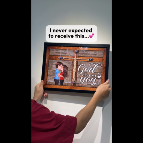 God Gave Me You Kissing Couple Gift For Him Her Personalized Poster