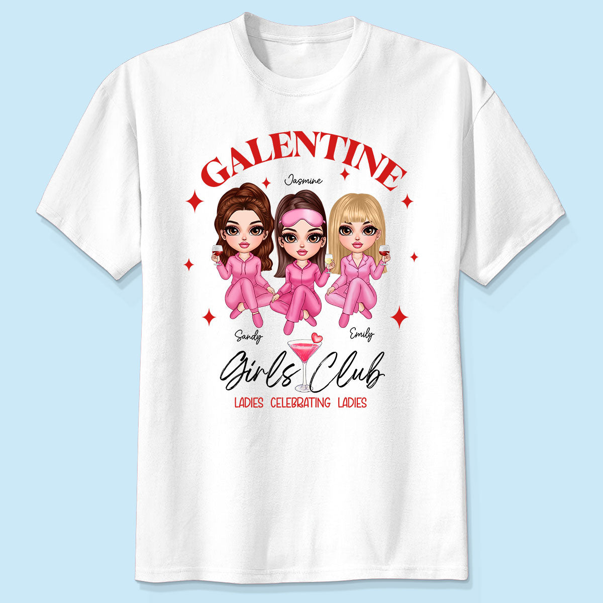 Galentine Girls Club Pajamas Girls Personalized Shirt,  Shirt, Social Club, Besties Gift