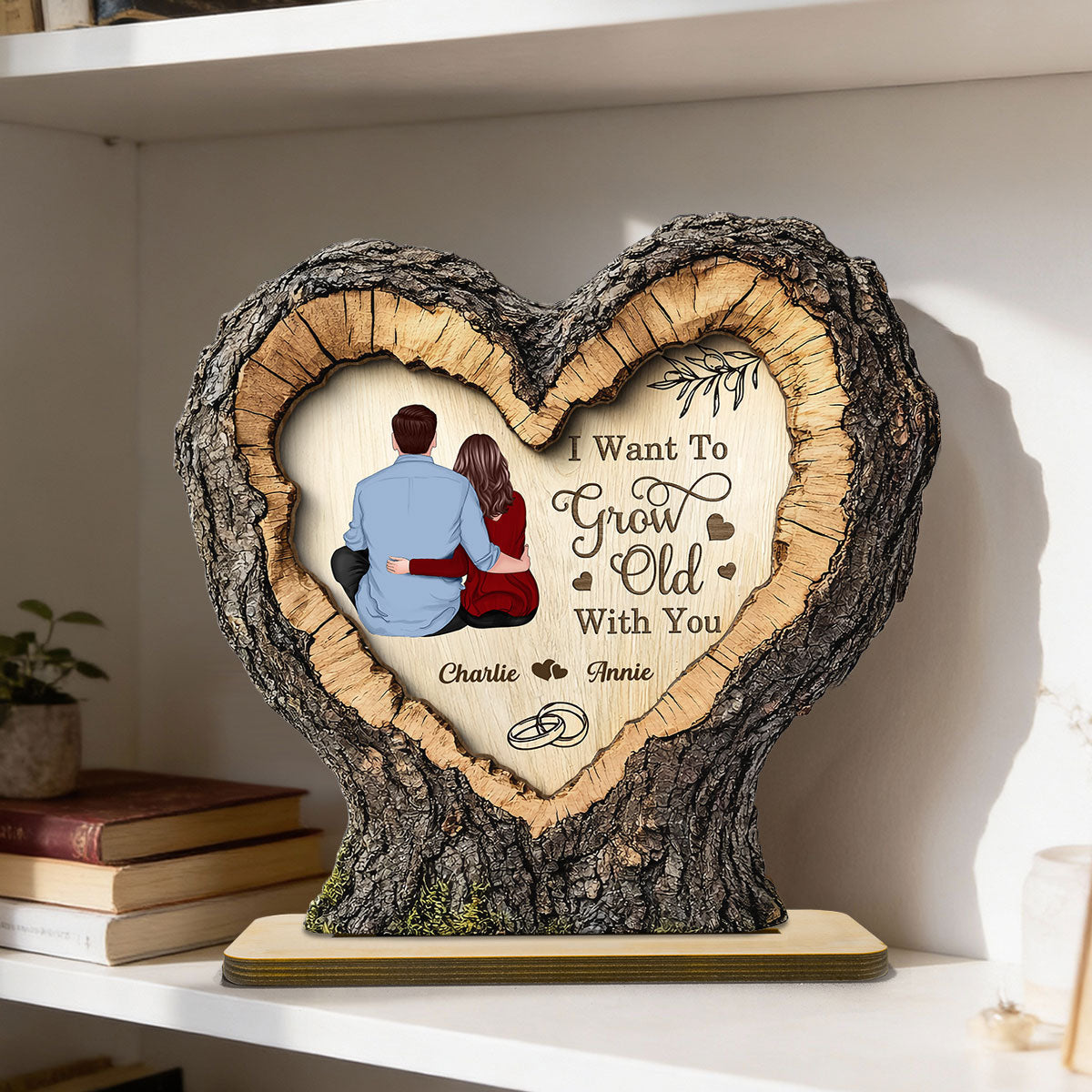 Favorite Place Next To You Couple Sitting 2D Flat - Personalized 2-Layered Wooden Plaque - Anniversary Gift, Valentine's Gift For Him, For Her