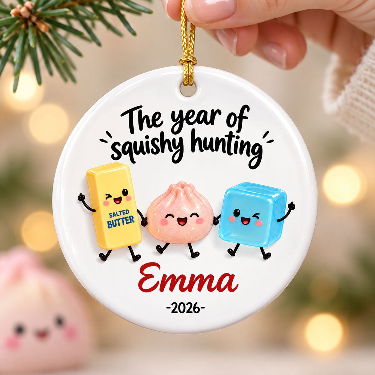 The Year Of Squishies 2D Flat - Personalized Ceramic Ornament - Christmas Keepsake