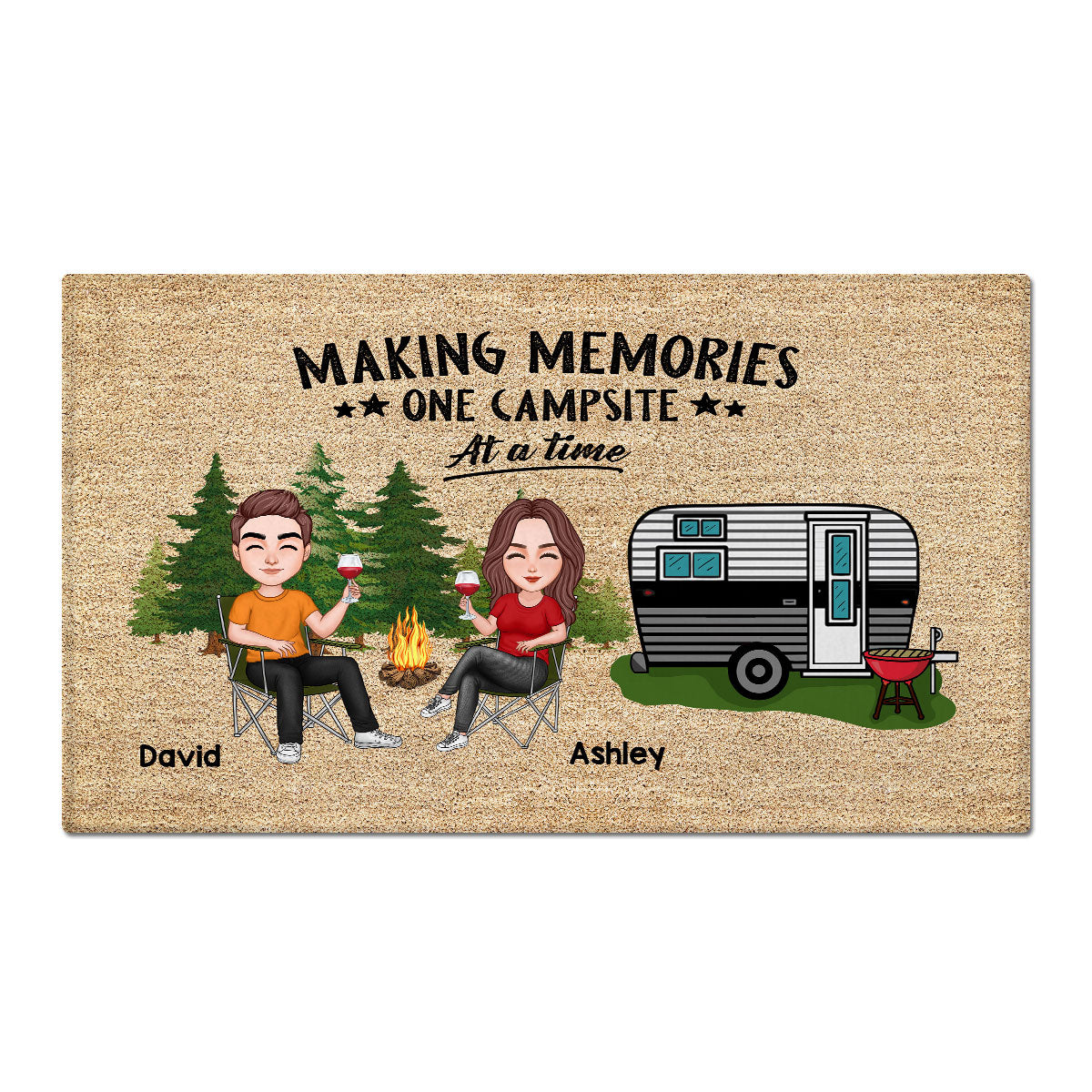 Couple Camping Personalized Doormat