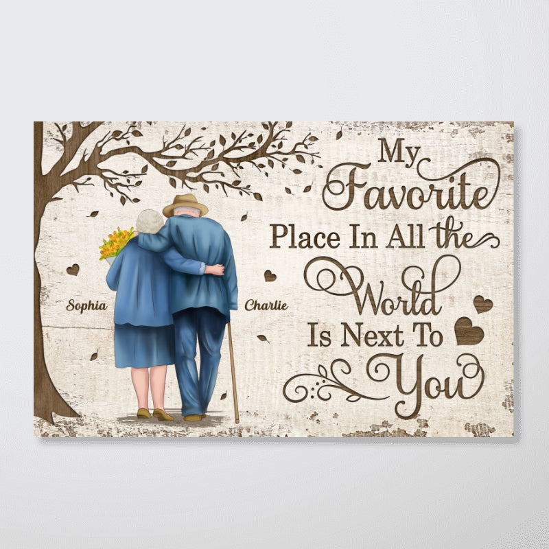 Favorite Place In All The World Old Couple Back View Personalized Poster