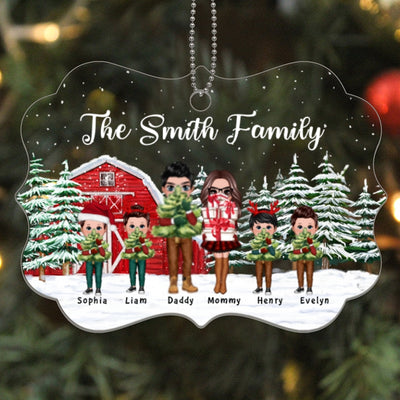 Doll Family Christmas Tree Farm Personalized Acrylic Ornament