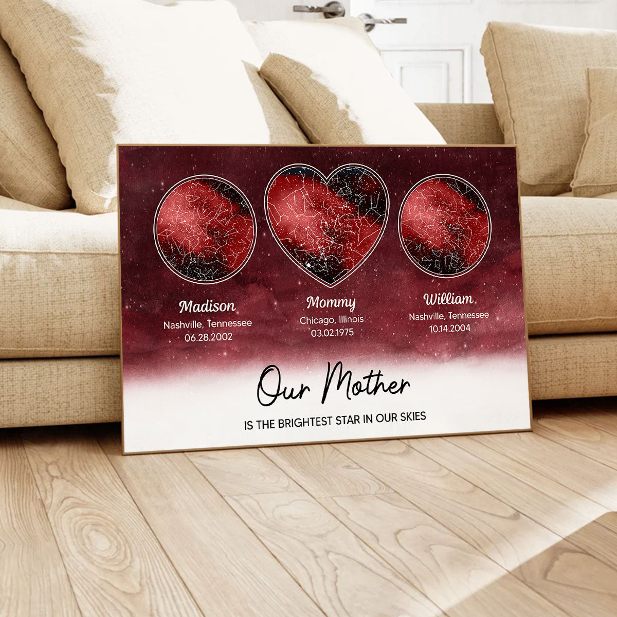Mom The Brightest Star Custom Star Map by Location & Date, Real Astronomical Data, Personalized Poster Gift for Mom from Daughter, Gift for Mom from Son