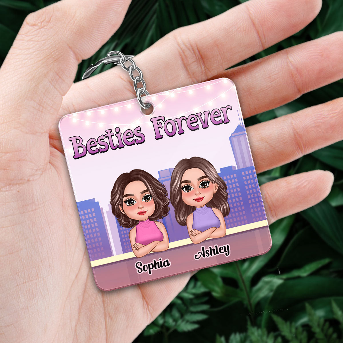 Besties Sisters Forever Standing Doll Personalized Acrylic Keychain