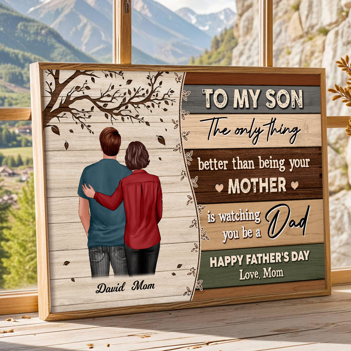 To My Son From Mom Happy Father's Day Colorful Pallets Texture Personalized Poster