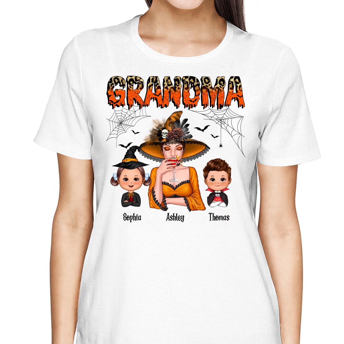 Leopard Halloween Grandma Mom And Kids Personalized Shirt