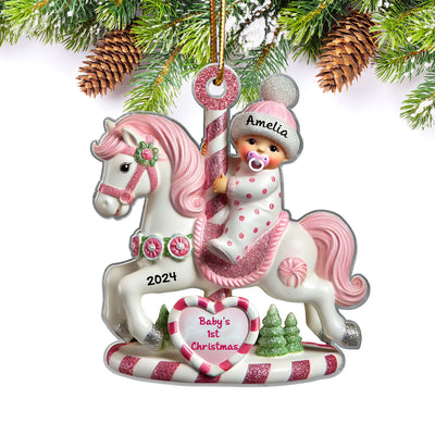Personalized Baby Girl 3D Effect Acrylic Ornament, Lovely Keepsake to Celebrate Baby's First Christmas
