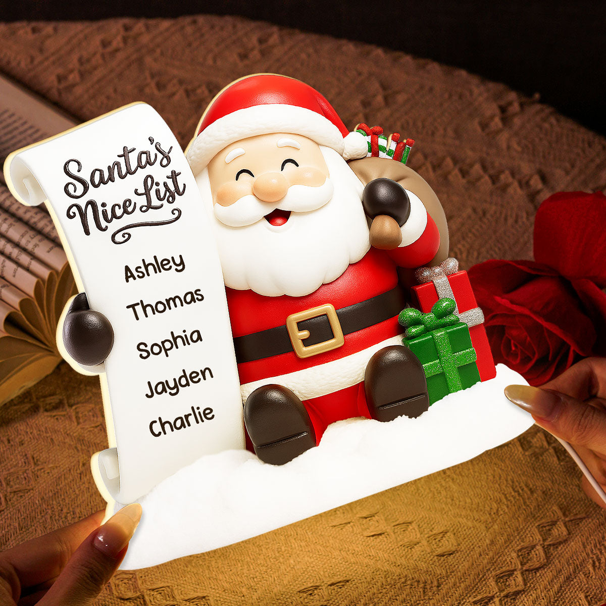Santa's Nice List Kids' Names Family Christmas Decor - Personalized LED Light Box -Christmas Gift For Grandma, Grandpa, Family