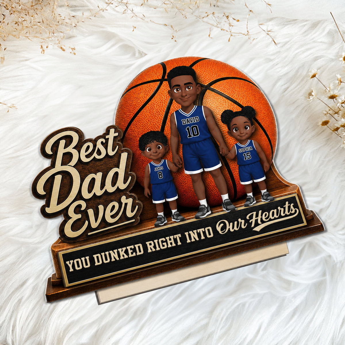 You Dunked Right Into Our Heart - Personalized 2-Layered Wooden Plaque - Father's Day Gift For Basketball Dad