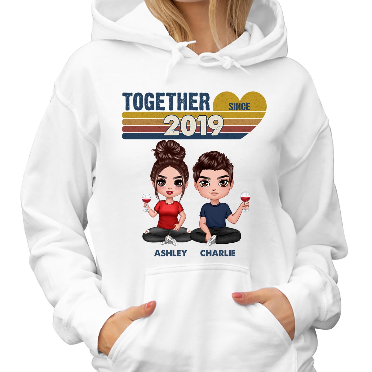 Doll Couple Sitting Together Since Retro Personalized Shirt - Gift For Him Gift For Her