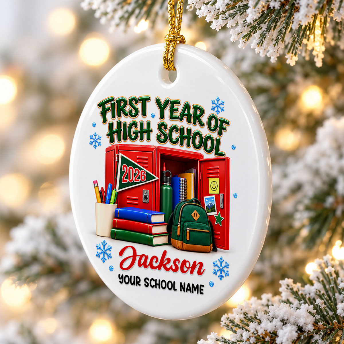 First Year Of High School 2026 - Personalized Ceramic Ornament - Christmas Gift For Boys Girls Kids Grandkids