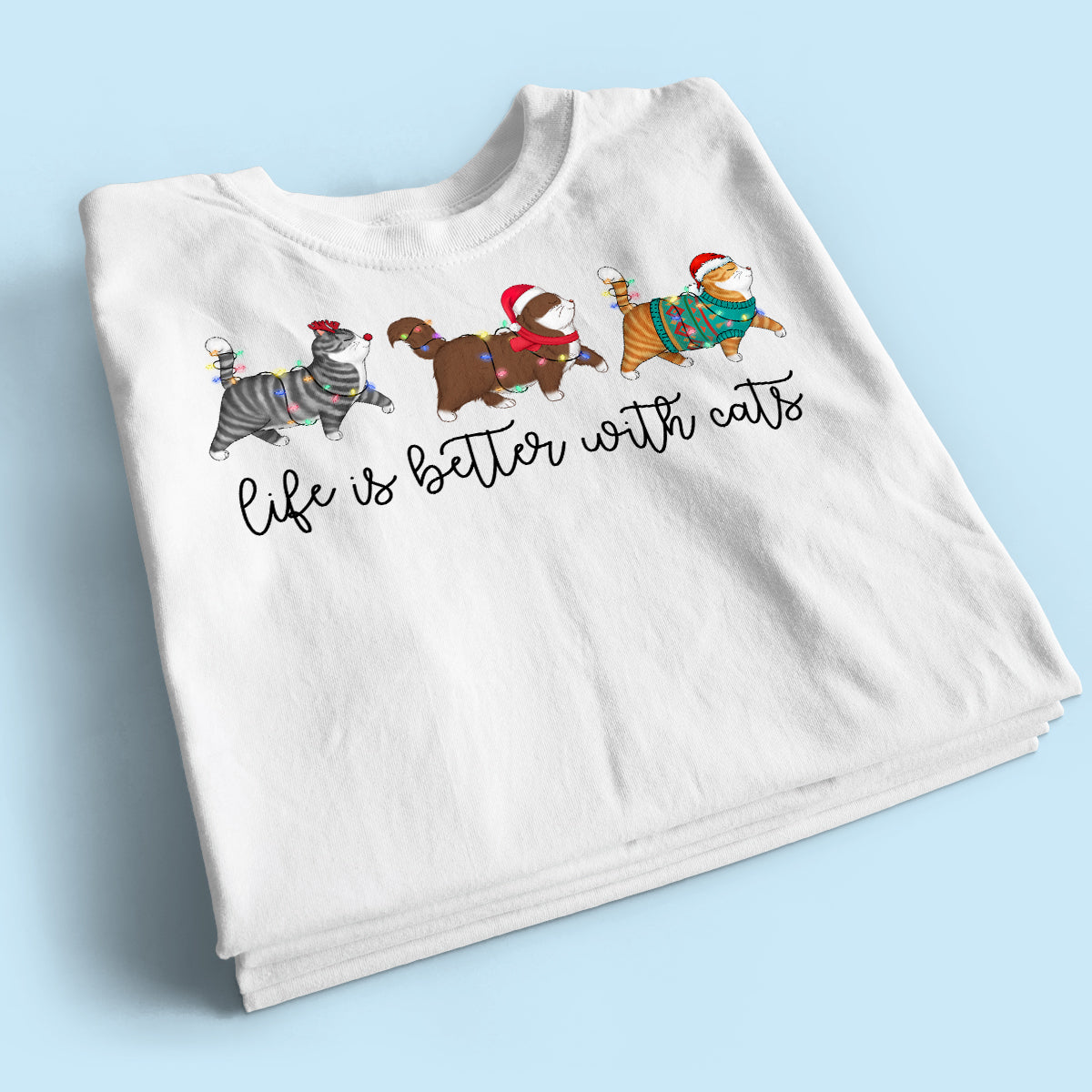 Cute Christmas Walking Cats Personalized Shirt