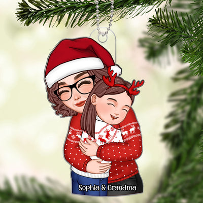 Christmas Cute Grandma Hugging Kid Gift For Granddaughter Grandson Grandchildren Personalized Acrylic Ornament