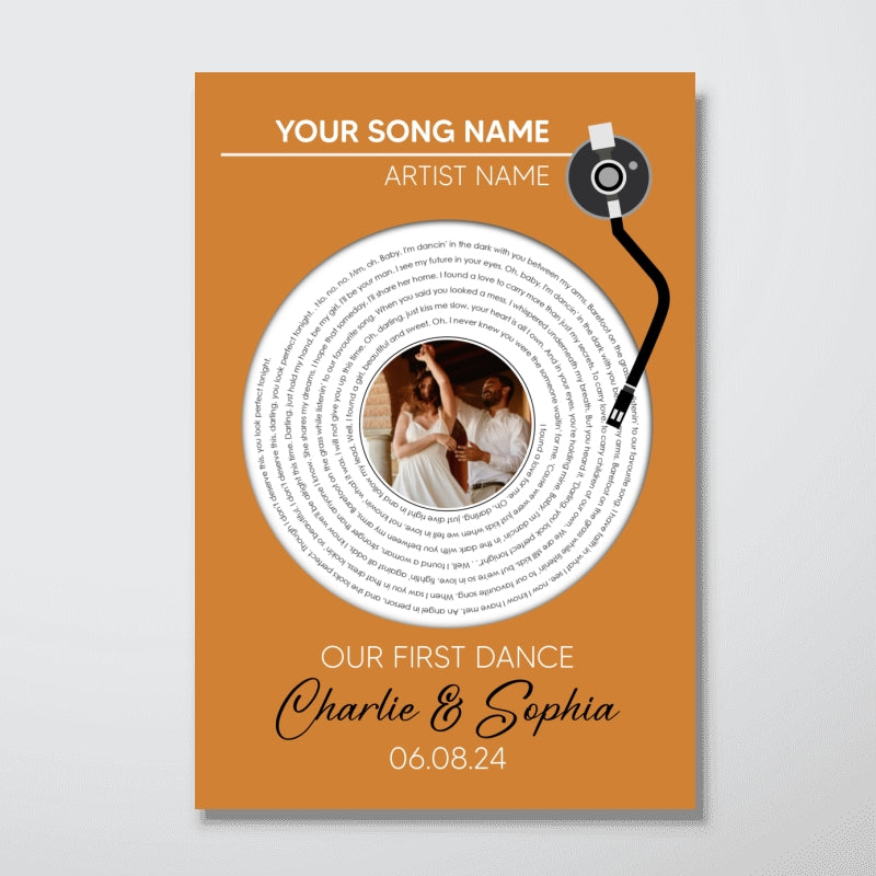 Upload Photo Custom Vinyl Lyrics Personalized Poster, Music Gift, Wedding Song Dance, Anniversary  Gift For Him, For Her, For The Couple
