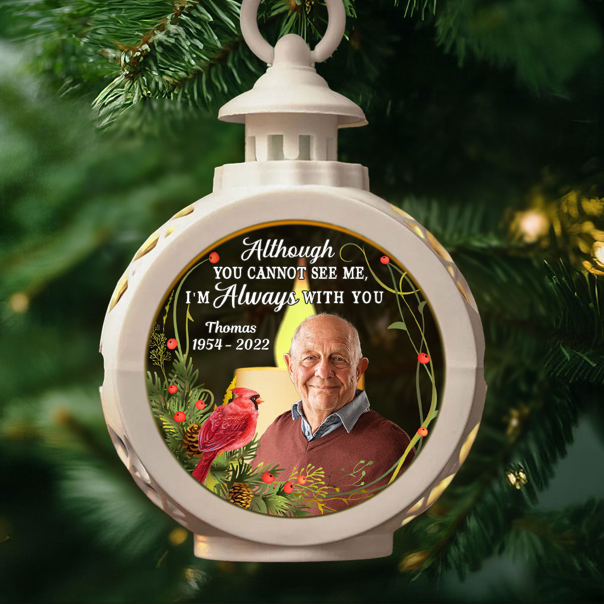 Your Light Will Always Shine In My Heart Memorial Keepsake Photo Upload Personalized Lantern Ornament