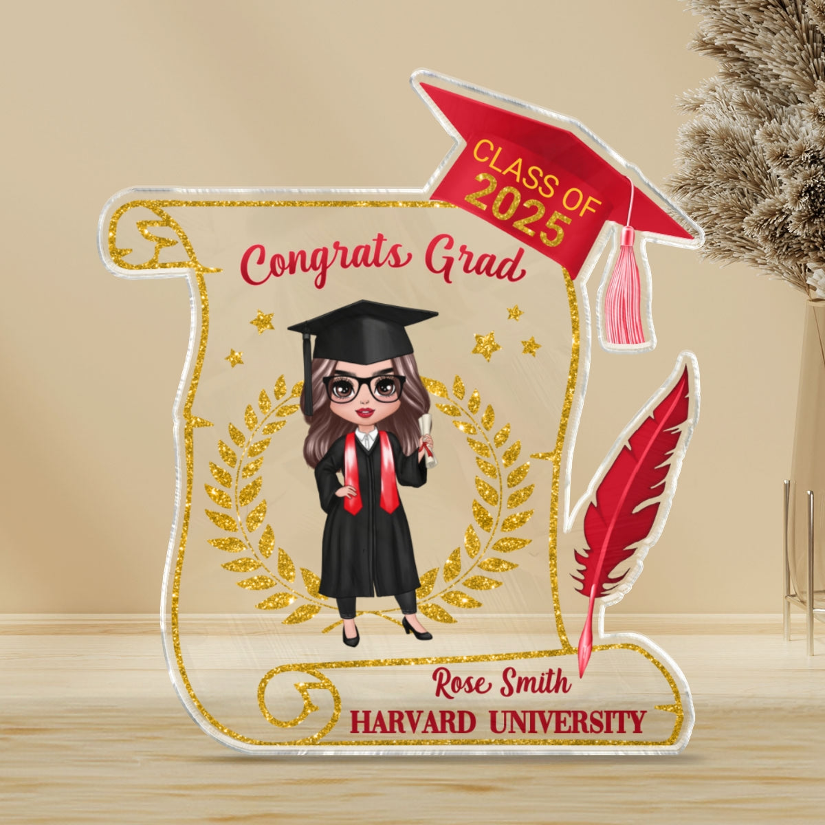 Class of 2025 Graduation Gift for Daughter Personalized Acrylic Block Plaque