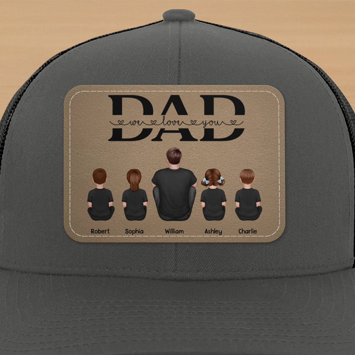 Dad We Love You Personalized Leather Patch Hat, Gift For Dad